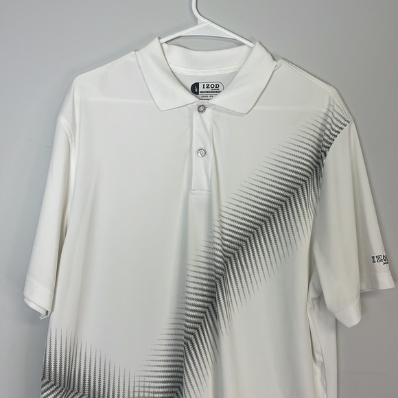 IZOD White/Black Short Sleeve Golf Shirt Sz L - Picture 2 of 5